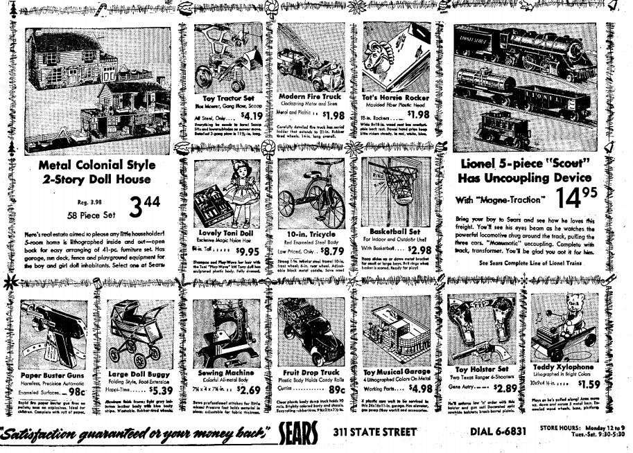 Wisconsin State Journal toy ads: 1950s